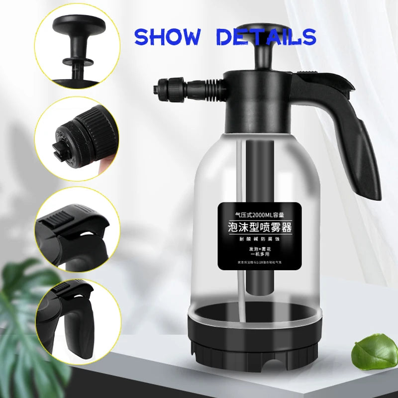 Car wash Hand Pump Foam Sprayer with 3 Types of Nozzle Hand Pneumatic Car Wash Spray Bottle
