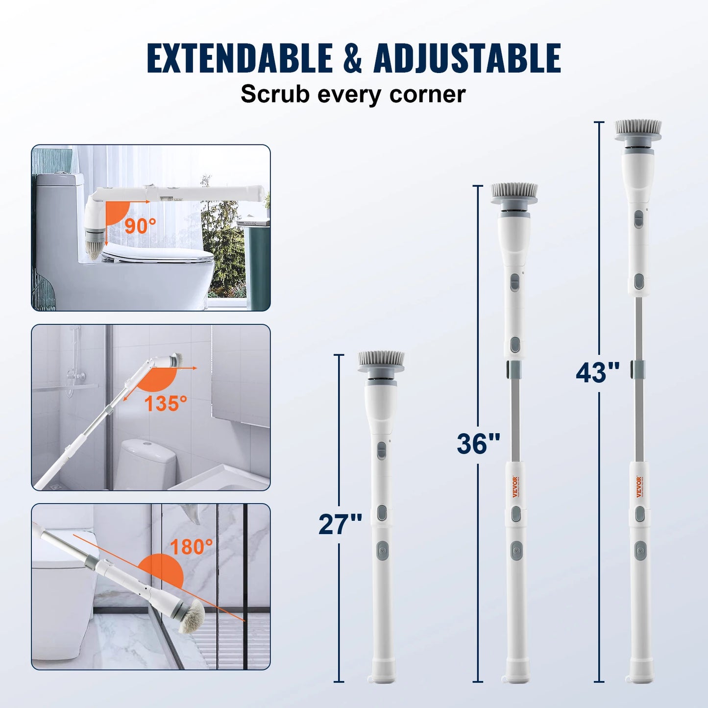Electric Spin Scrubber 380 RPM High Speed Cordless Electric Cleaning brush