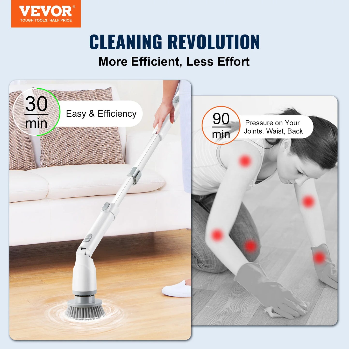 Electric Spin Scrubber 380 RPM High Speed Cordless Electric Cleaning brush