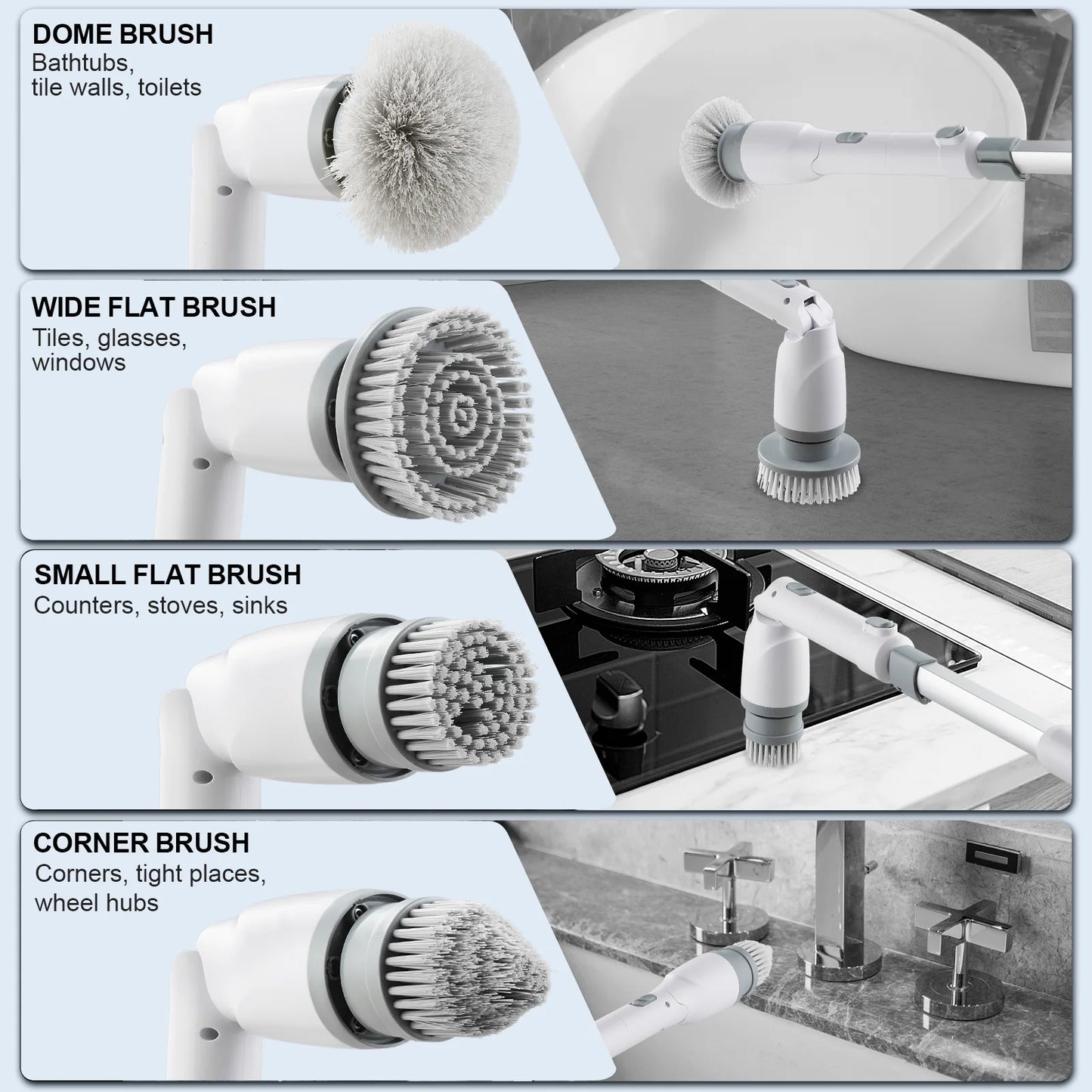 Electric Spin Scrubber 380 RPM High Speed Cordless Electric Cleaning brush