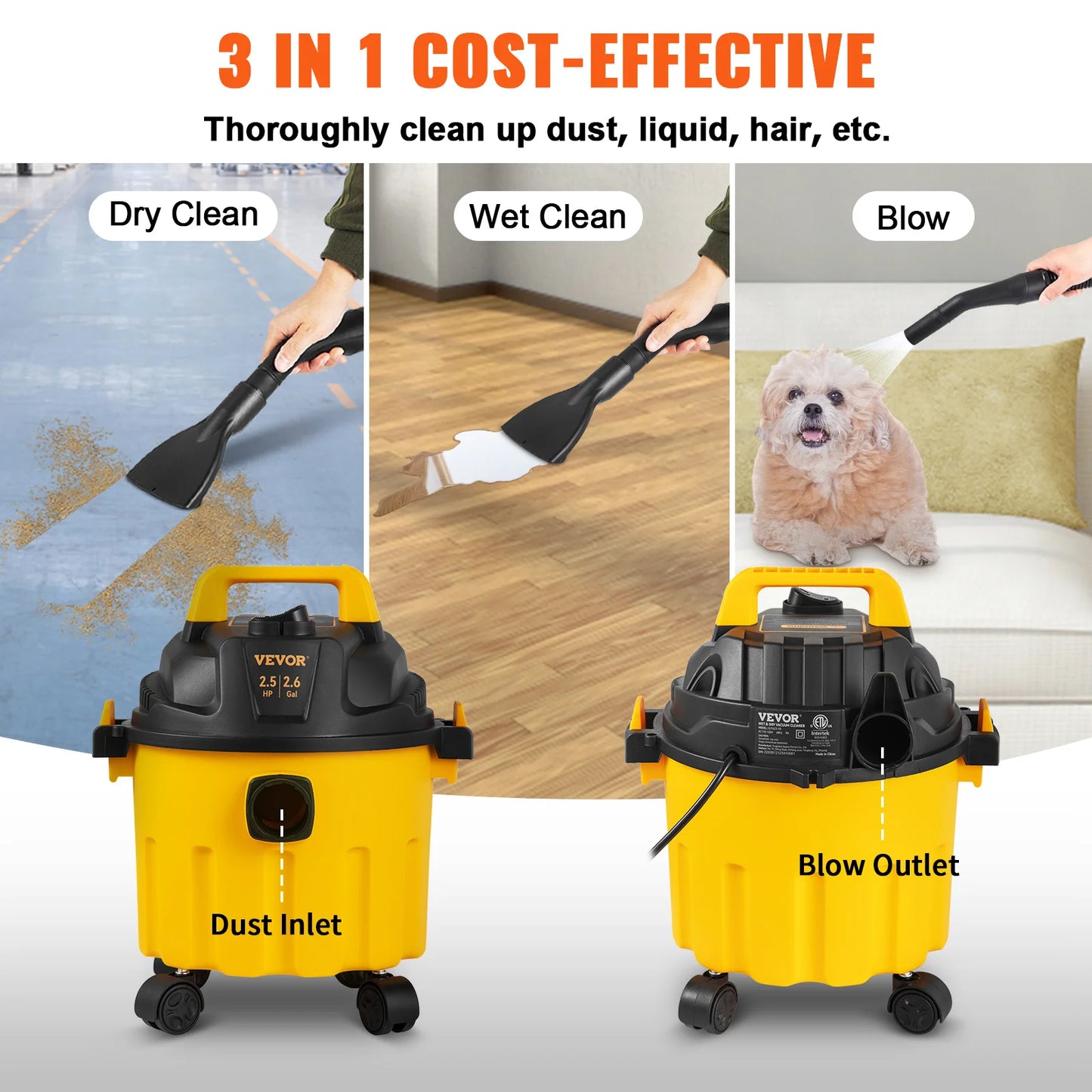Wet and Dry Vacuum Cleaner for Car & Home Appliance 800W/1200W Power Strong Suction Vacuum Cleaner & Air Blower